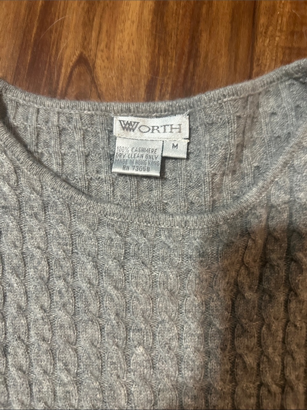 Worth Light Grey Cable-Knit Cashmere Crewneck Sweater